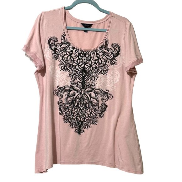 Soma Intimates Other - Soma Intimates size L pima cotton blend pink black sequins short sleeve top